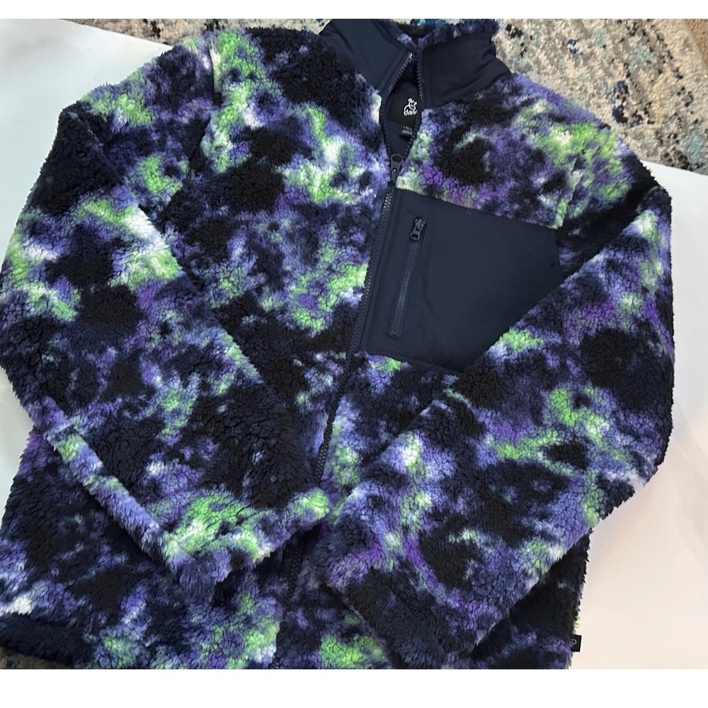 Art Class Tie Dye Fuzzy Fleece Jacket Kids Unisex Size L 12 14 Zip Pocket